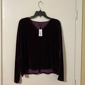 Eileen Fisher Sweet Plum Velvet Dolman Sleeve Top XS